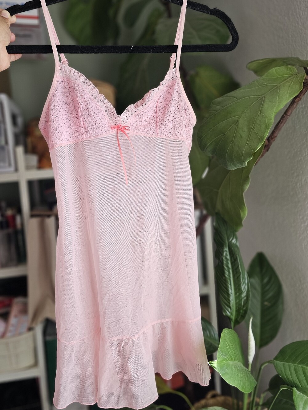 Victoria's Secret Light Pink Lace & Mesh Chemise